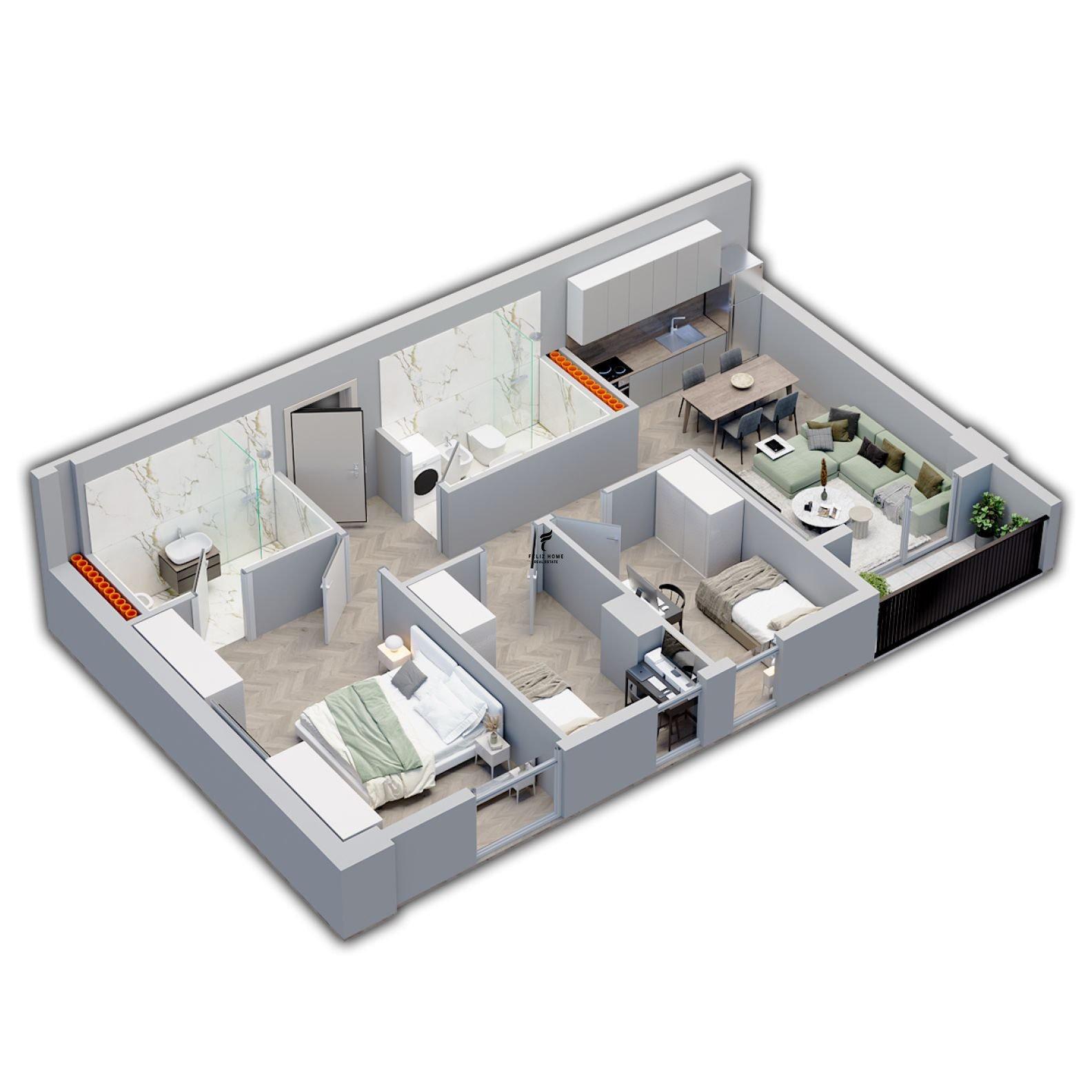 SHITET APARTAMENT 3+1 UNIVERS CITY 114.500 EURO FH-77987 – Tiranë