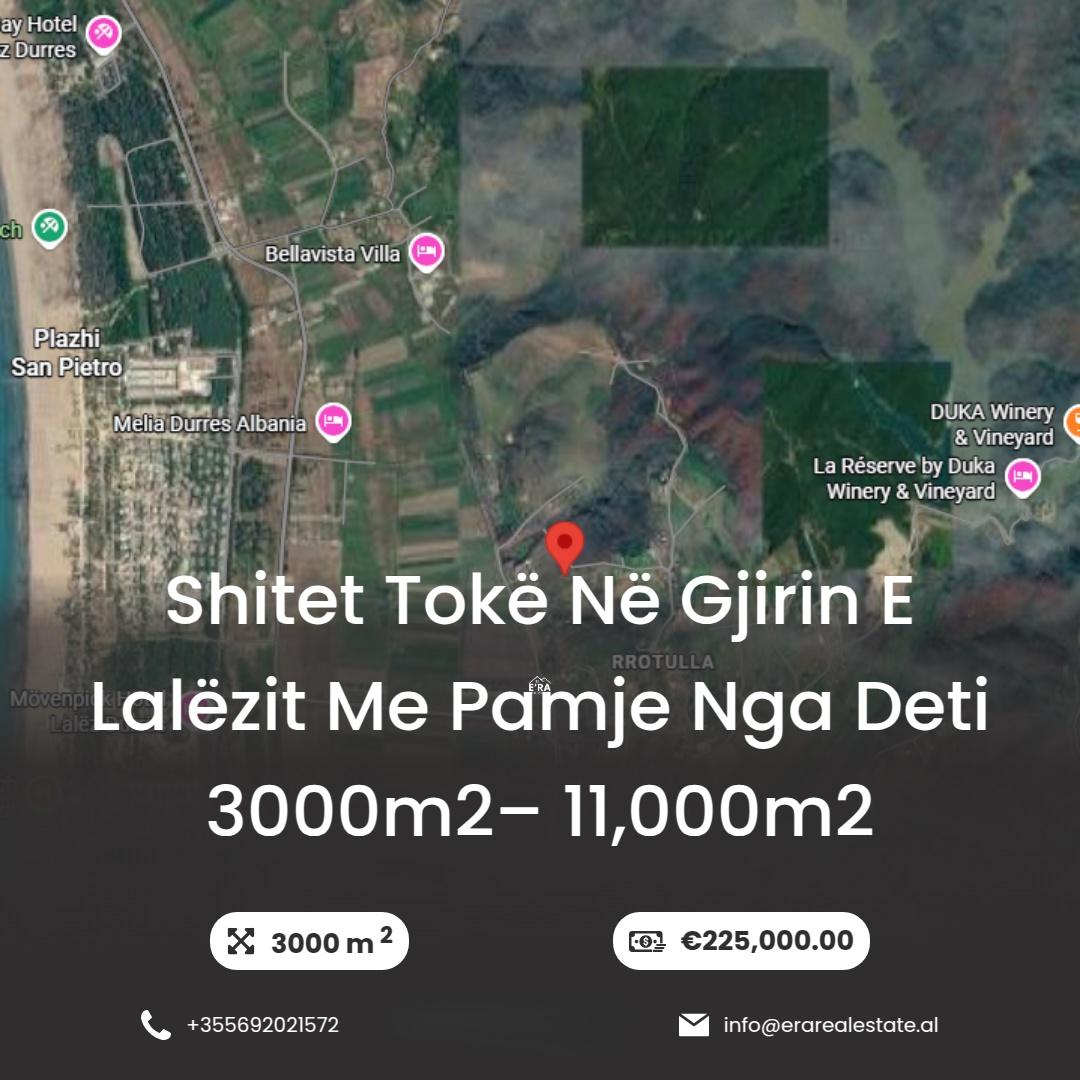 Shitet Tokë në Gjirin e Lalëzit me Pamje nga Deti 3000– Deri – Durrës - 1