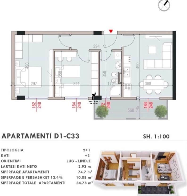 SHITET APARTAMENT 2+1 MJULL-BATHORE 165.000 EURO FH-84238 – Tiranë - 1