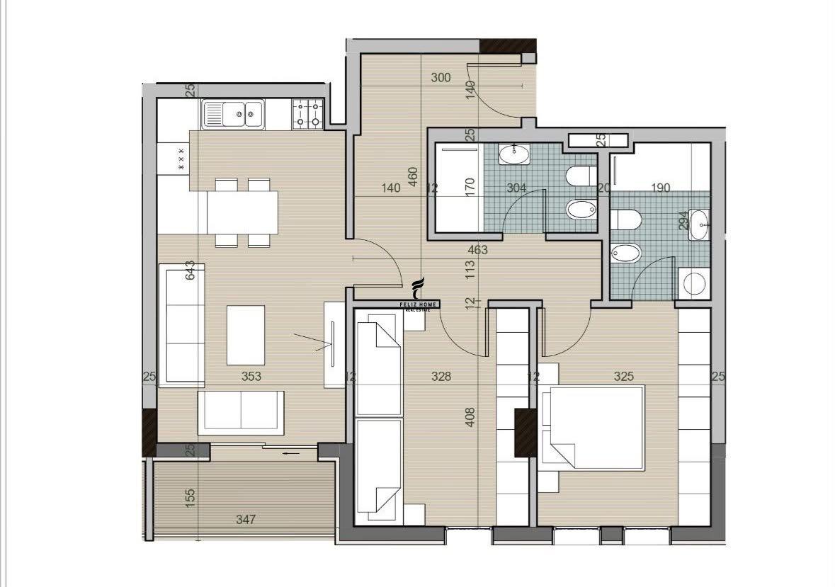 SHITET APARTAMENT 2+1 UNIVERS CITY 13.200.000 LEKE FH-83869 – Tiranë