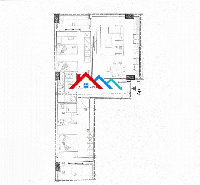 SHITET APARTAMENT 2+1+2 NE PASKUQAN. – Tiranë