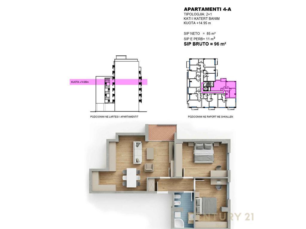 Apartament 2+1 Në Shitje në Irfan Tomini, Tiranë – Tiranë