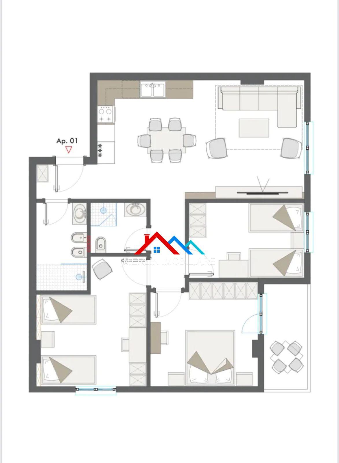 SHITET APARTAMENT 3+1+2TUALETE+GARAZH NE PASKUQAN. – Tiranë - 1