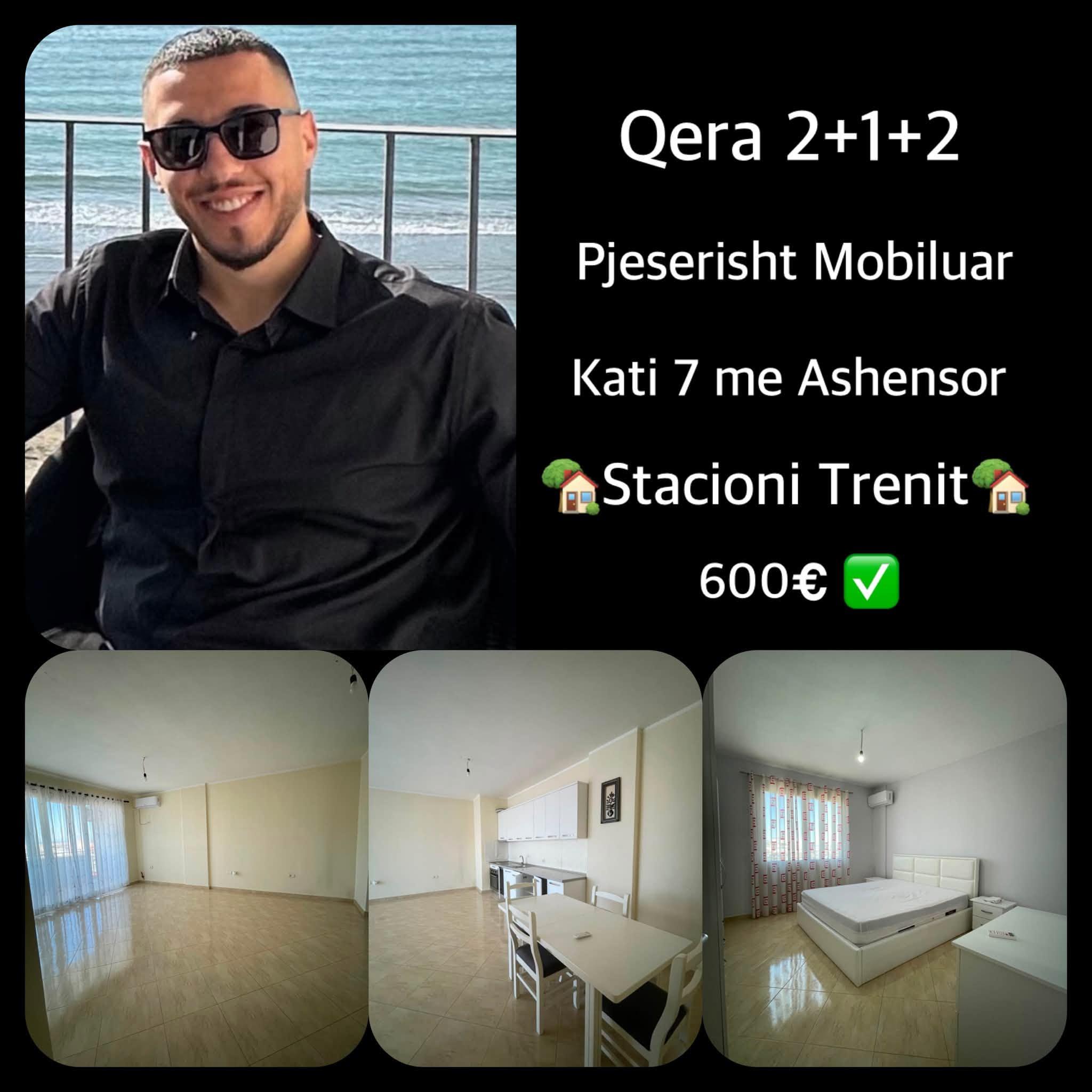 Qera 2+1+2 me ballkon te bollshem 📍Qender Stacioni trenit – Durrës