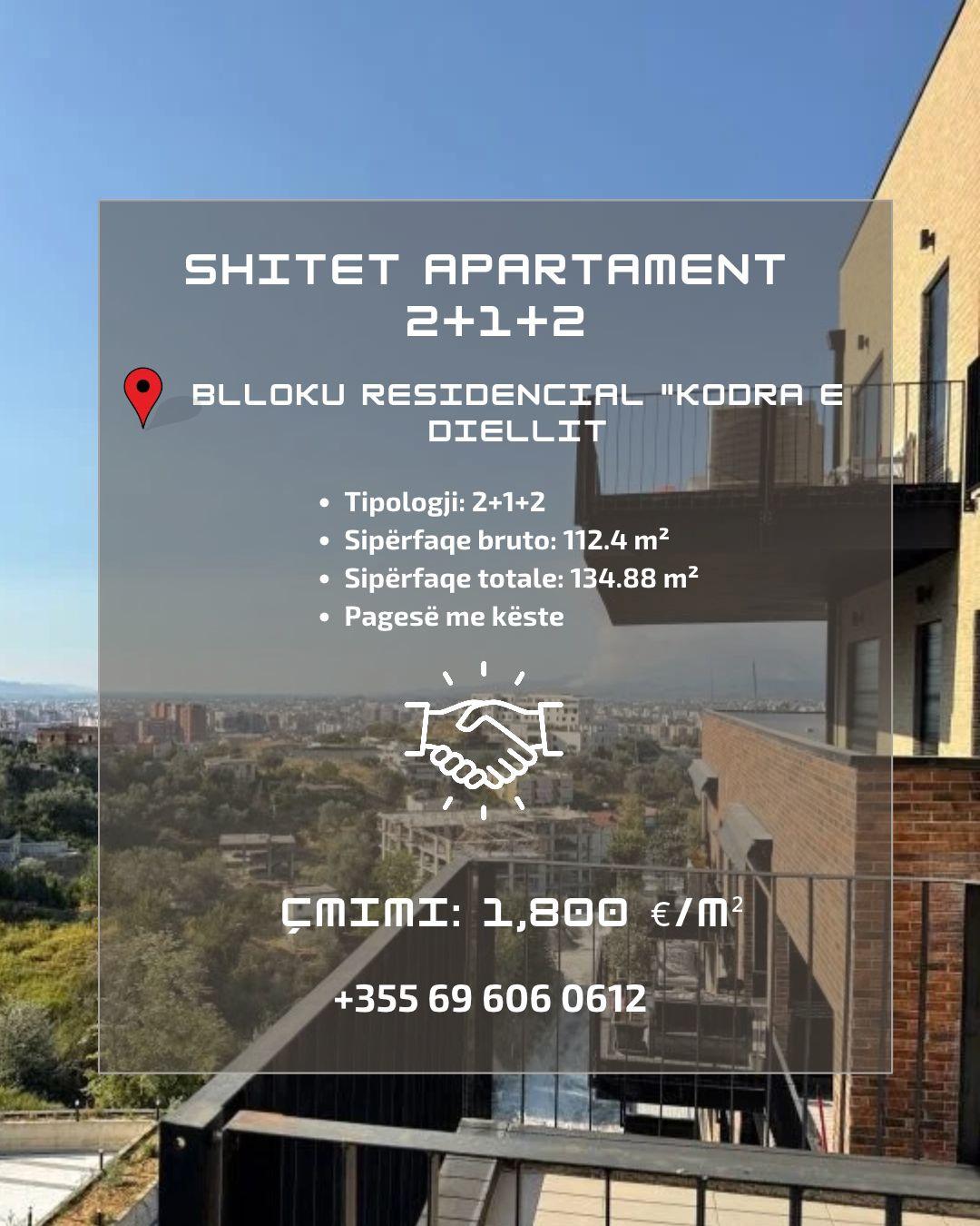 SHITET APARTAMENT 2+1+2 ME VERANDË- Kodra e Diellit – Tiranë - 1