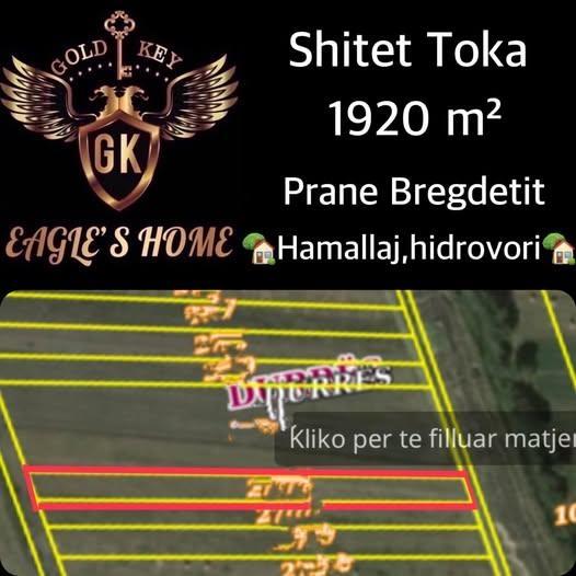 Shitet Toka • 1920 m² • Prane Bregdetit – Durrës