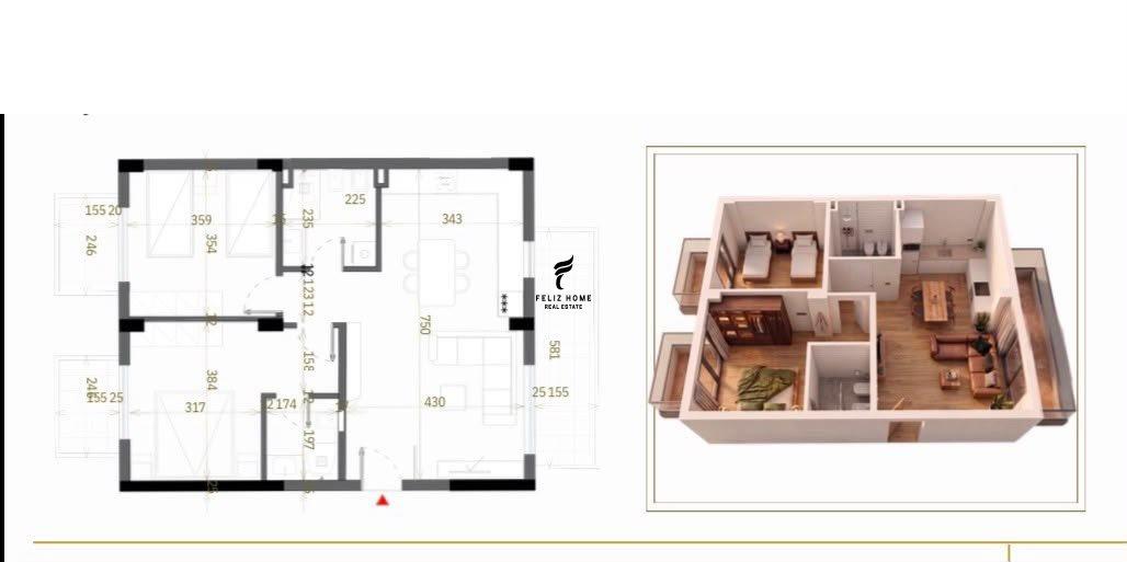 SHITET APARTAMENT 2+1+2 TEG 195.500 EURO FH-84870 – Tiranë - 1