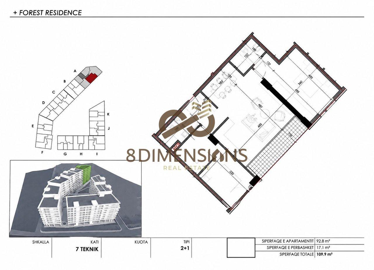 Shiten Tipologji Apartamentesh 2+1 Prane Farkes – Tiranë