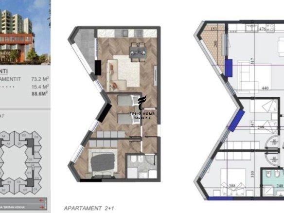 SHITET APARTAMENT 2+1 ZOGU I ZI 165.000 EURO FH-69620 – Tiranë