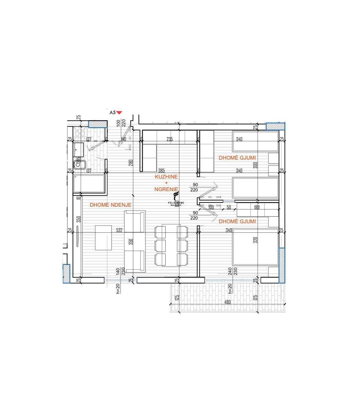 SHITET APARTAMENT 2+1 H PARKU 16.220.000 LEKE FH-71232 – Tiranë
