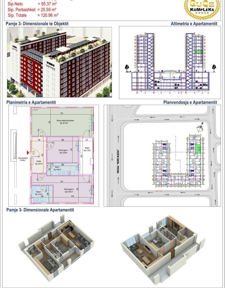 SHITET APARTAMENT 2+1 KOMPLEKSI GUCE 260.000 EURO – Tiranë - 1
