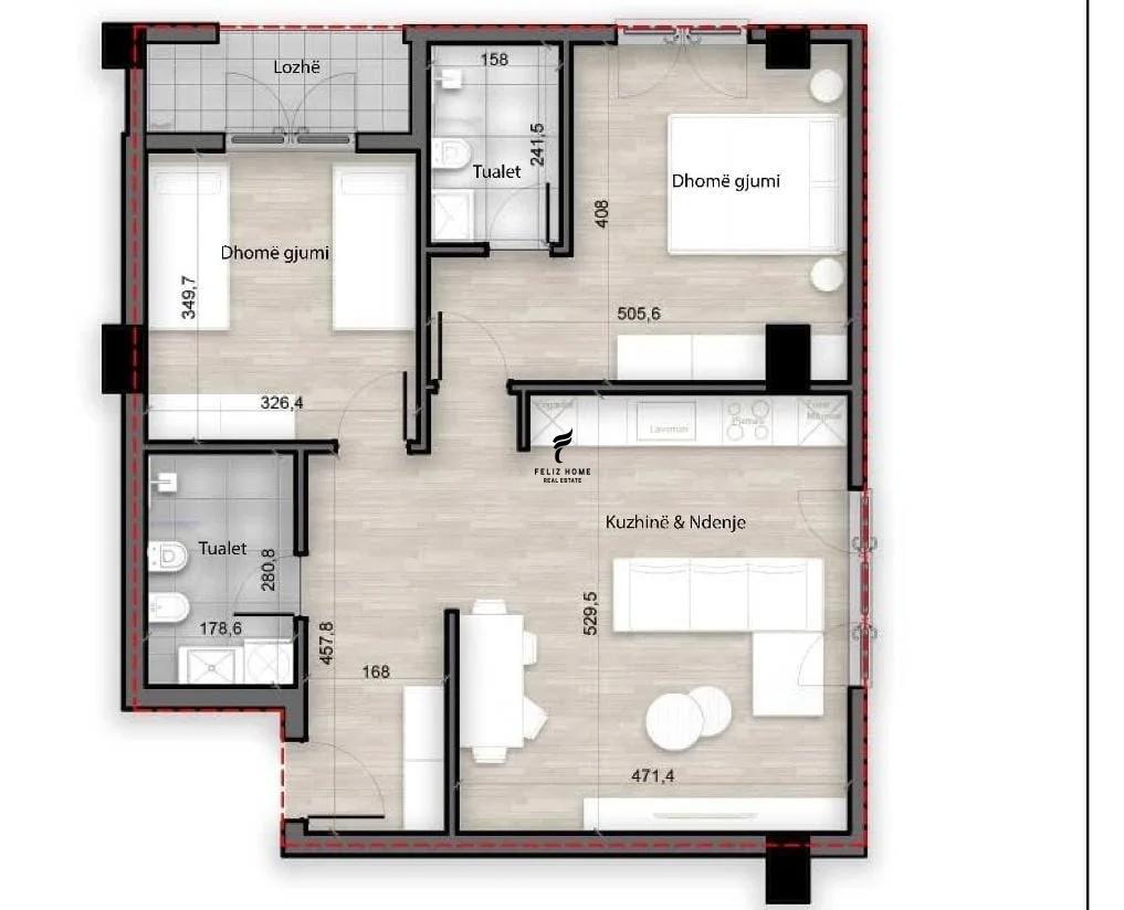 SHITET APARTAMENT 2+1 PORCELAN 155.000 EURO FH-59184 – Tiranë - 1