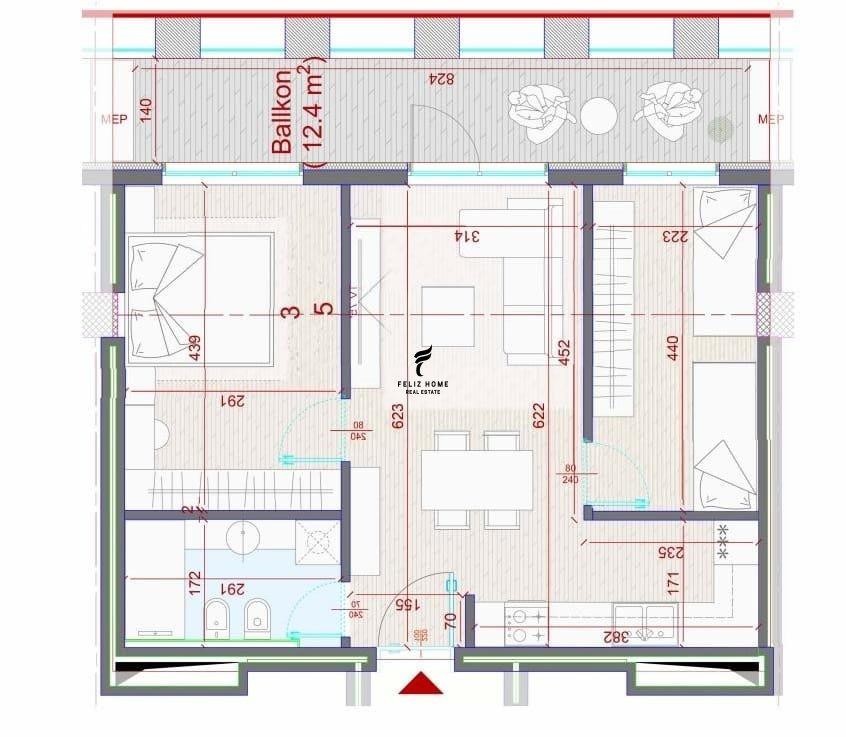 SHITET APARTAMENT 2+1 ZOGU I ZI 222.000 EURO FH-64773 – Tiranë