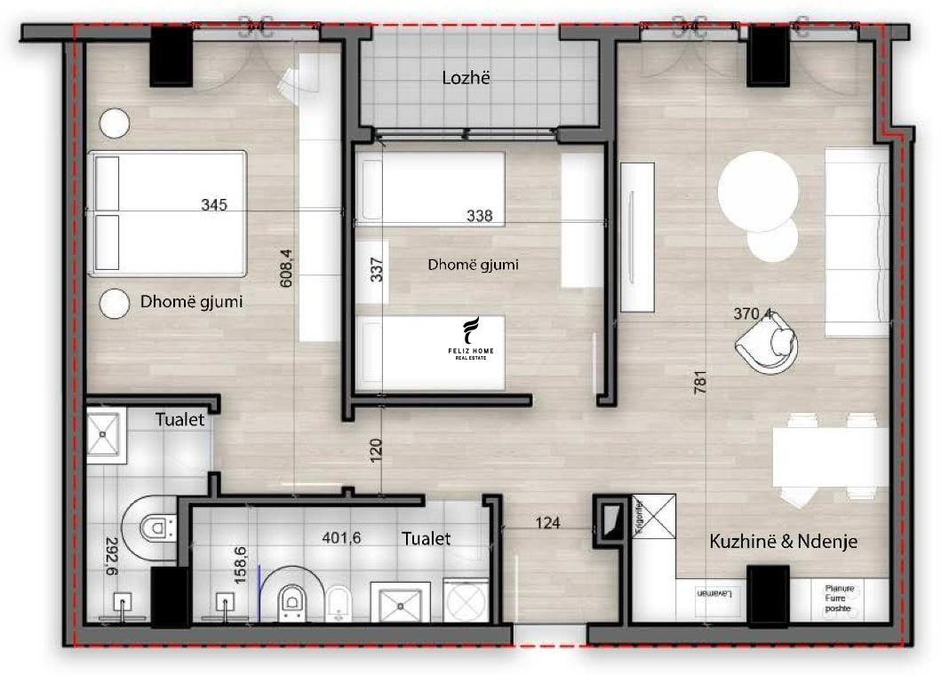 SHITET APARTAMENT 2+1 PORCELAN 155.500 EURO FH-59056 – Tiranë - 1